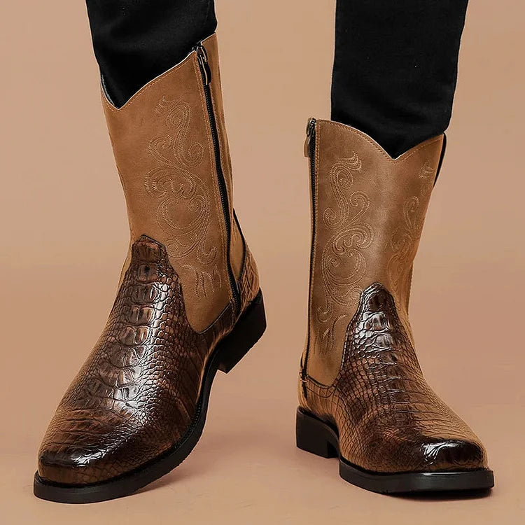 Vintage Snakeskin Cowboy Boots For Men