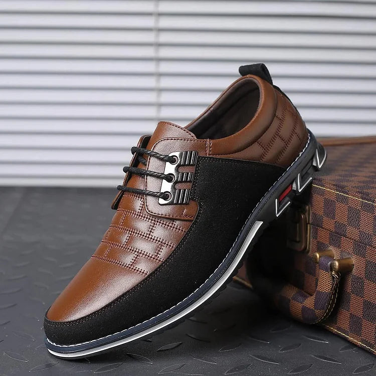 Men's Casual Leather Shoes British Lace Up Business Classic Loafers Oxford Comfortable Breathable Driving Office