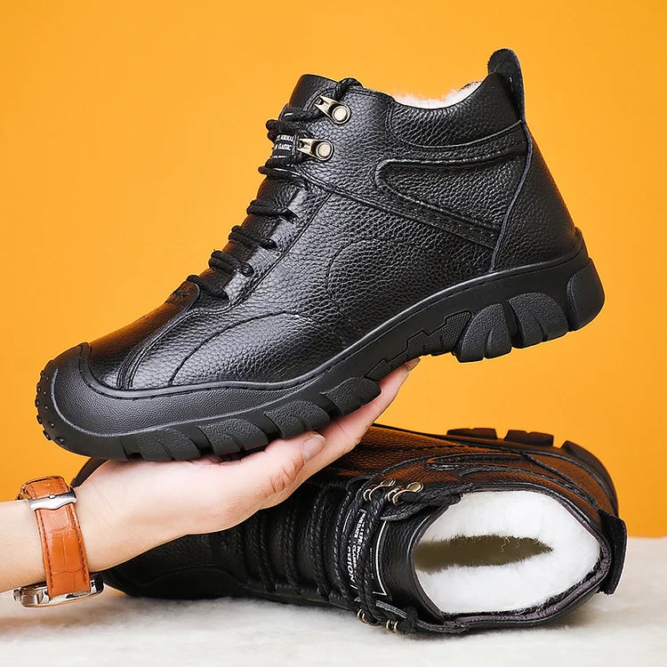 Winter Boots - Waterproof Fur Lined Leather Boots for Men
