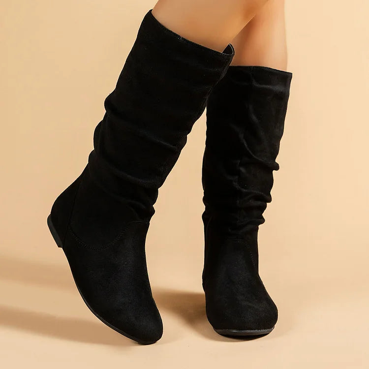 Women's Western Boots Side Zip Mid Calf Boots
