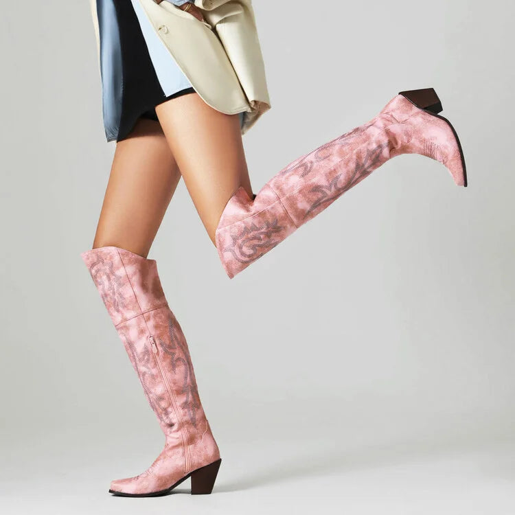 Tall Cowboy Boots - Faded Style