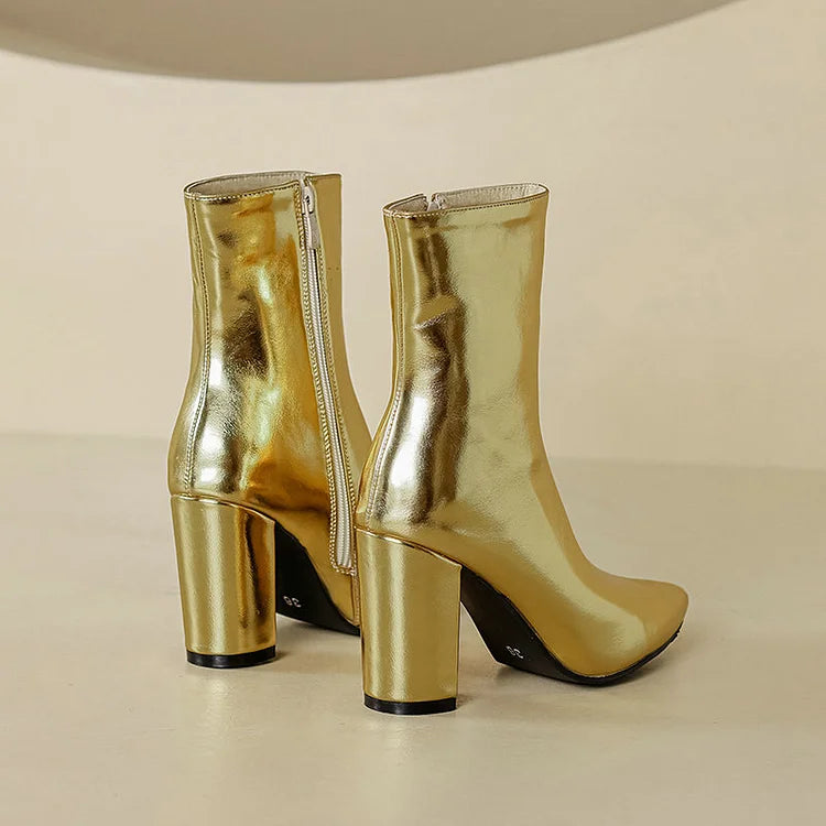 Women's Gold Metallic Ankle Boots