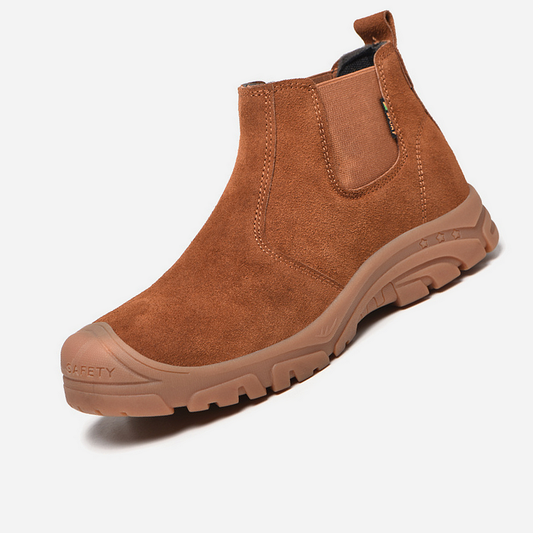 Anti-smashing Men Work Ankle Boots Suede Steel Toe Orthopedic Shoes