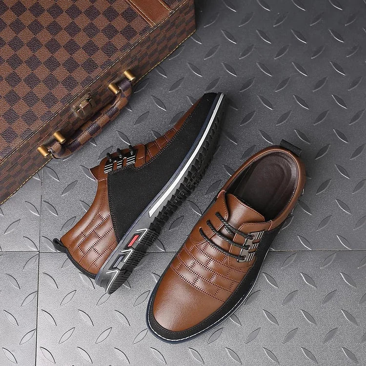 Men's Casual Leather Shoes British Lace Up Business Classic Loafers Oxford Comfortable Breathable Driving Office