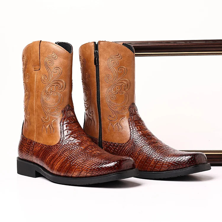 Vintage Snakeskin Cowboy Boots For Men