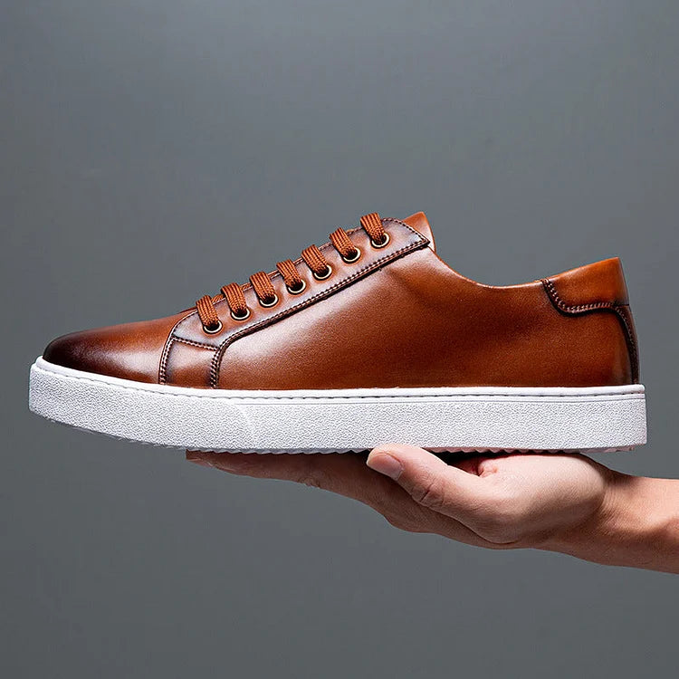 Men's trendy sneakers British style polished casual shoes