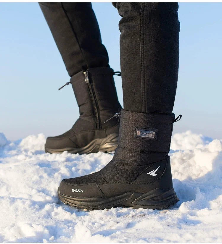 Men's winter outdoor thickened warm waterproof anti-slip high-top snow boots