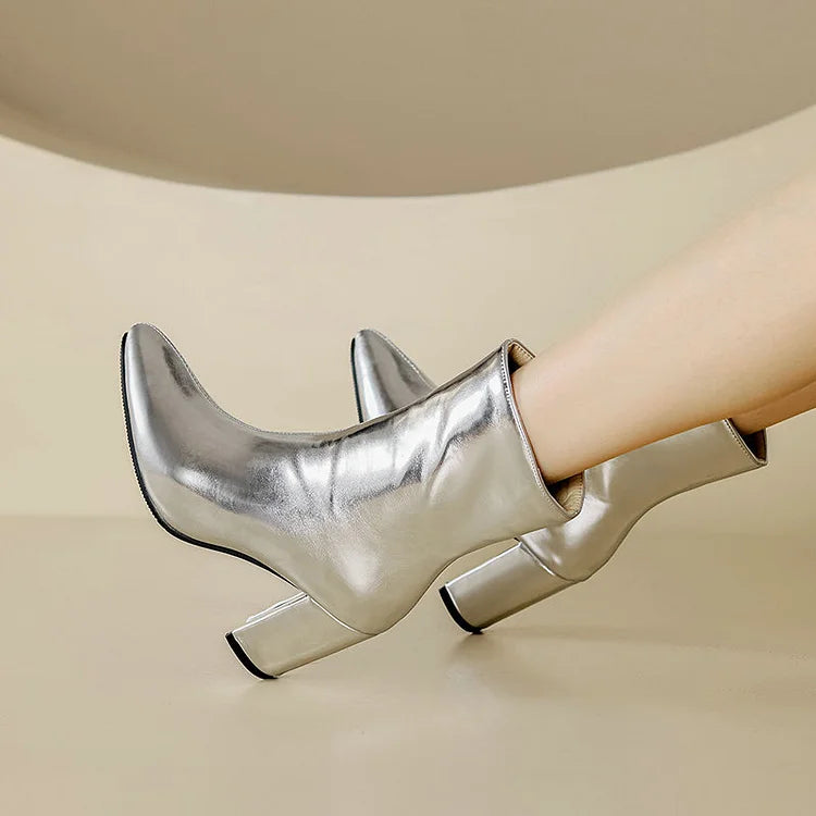 Women's Gold Metallic Ankle Boots
