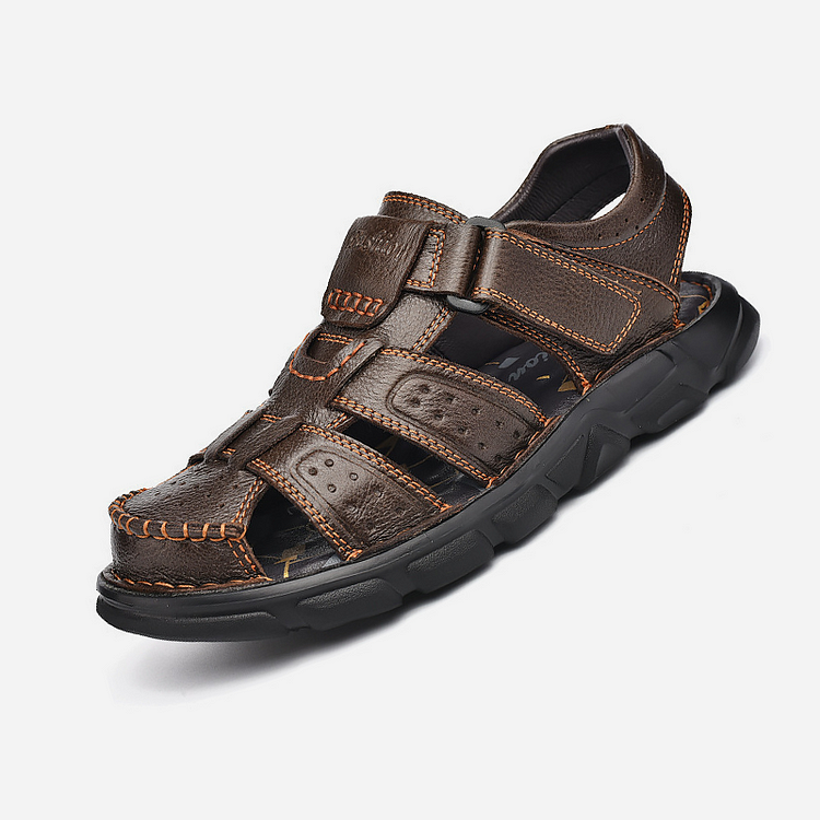 High Quality Cow Leather Sandals Summer Outdoor Handmade Men Sandals Fashion Comfortable Men Beach Leather Shoes