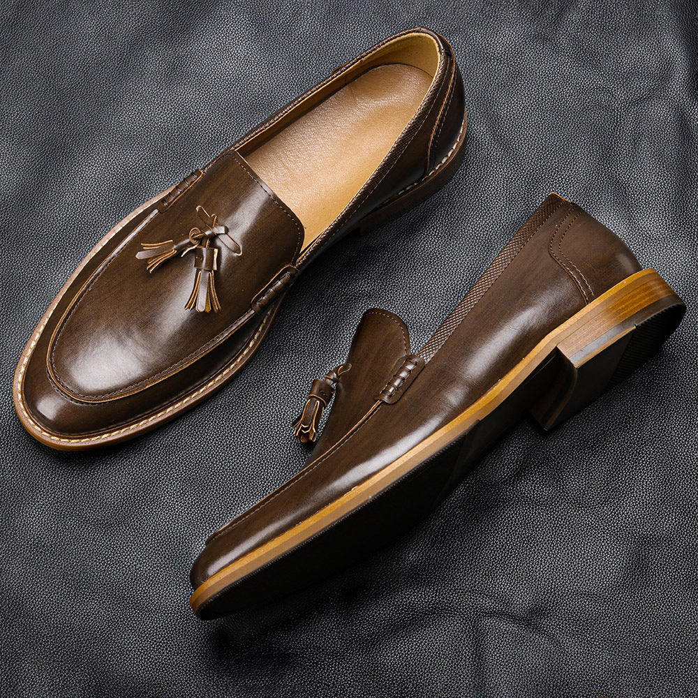 Men's Wood Grain Tassel Formal Business Loafers