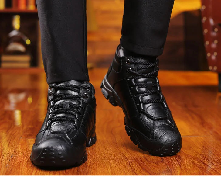Winter Boots - Waterproof Fur Lined Leather Boots for Men