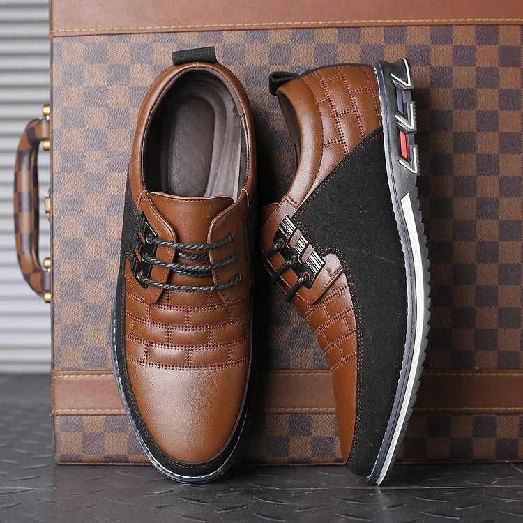 Men's Casual Leather Shoes British Lace Up Business Classic Loafers Oxford Comfortable Breathable Driving Office
