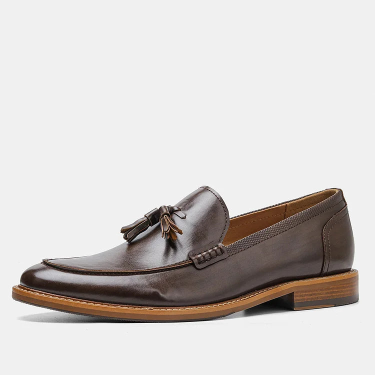 Men's Wood Grain Tassel Formal Business Loafers