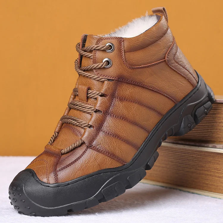 Winter Boots - Waterproof Fur Lined Leather Boots for Men