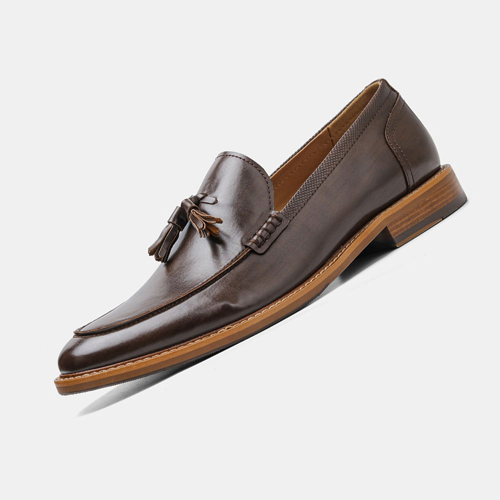 Men's Wood Grain Tassel Formal Business Loafers