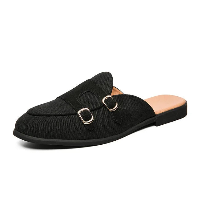 Men Modern Mules With Buckles In a Two-Colour Look