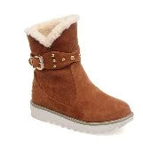 Non Slip Warm Fur Lined Slip on Snow Ankle Booties