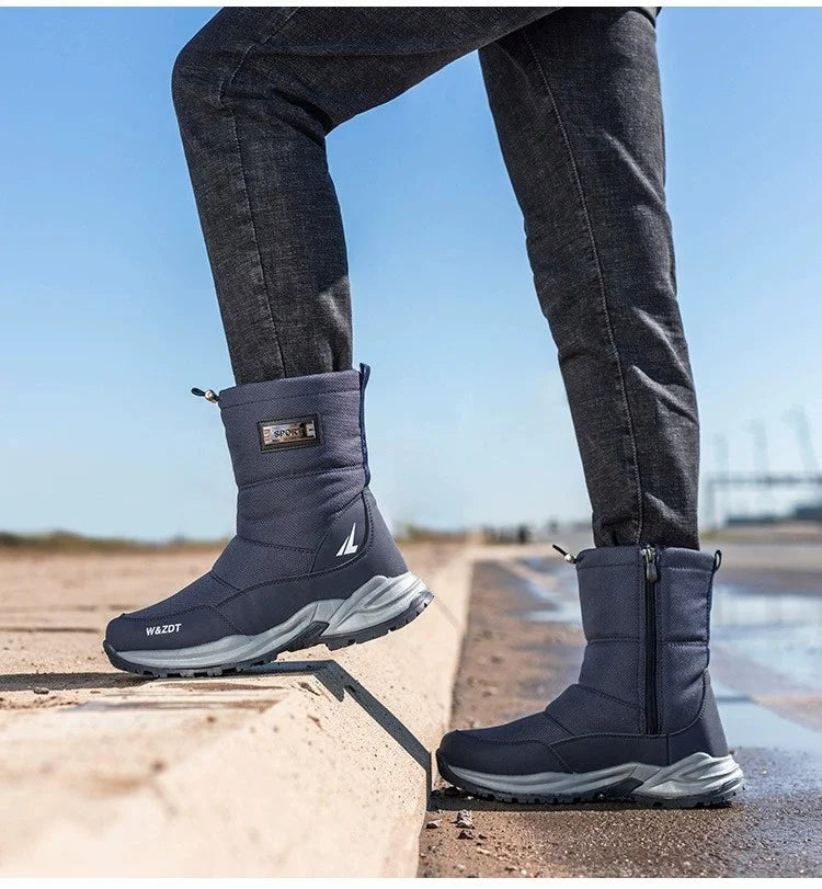 Men's winter outdoor thickened warm waterproof anti-slip high-top snow boots