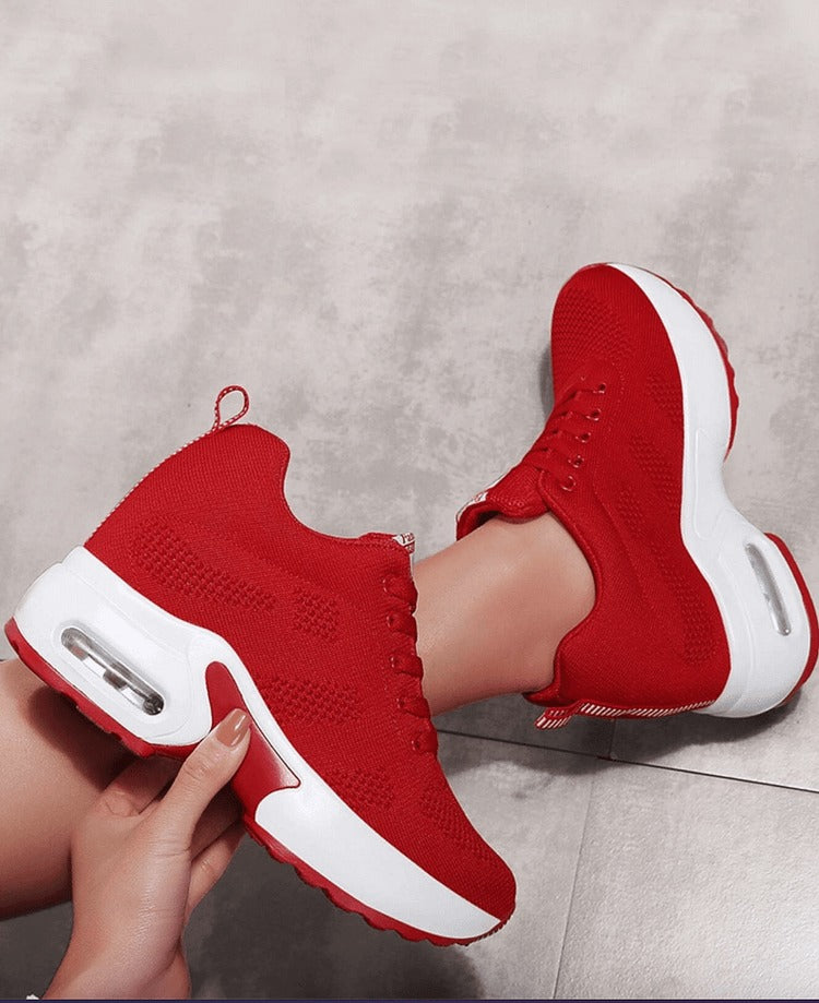 Lace-up Mesh Breathable Casual Sports Wedge Platform Air Cushion Sneakers
