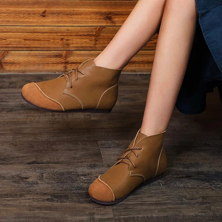 Honyy Premium Lace-Up Ankle Boots, Genuine Comfy Leather Boots
