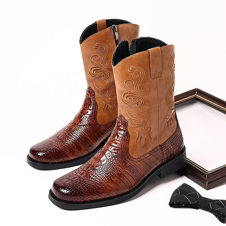 Vintage Snakeskin Cowboy Boots For Men