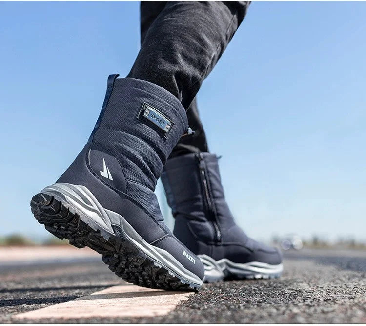 Men's winter outdoor thickened warm waterproof anti-slip high-top snow boots
