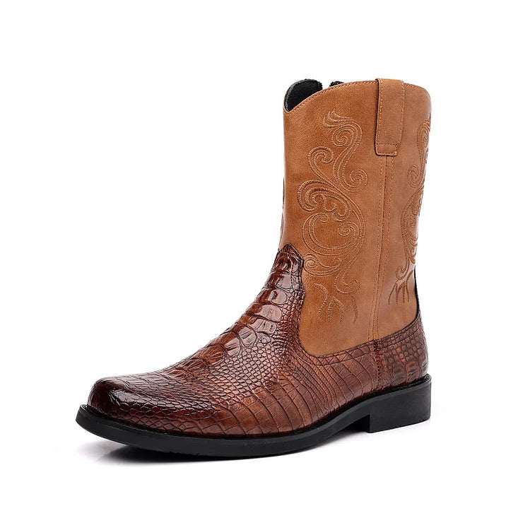 Vintage Snakeskin Cowboy Boots For Men