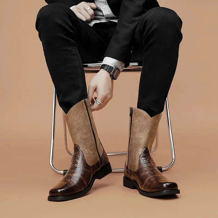 Vintage Snakeskin Cowboy Boots For Men