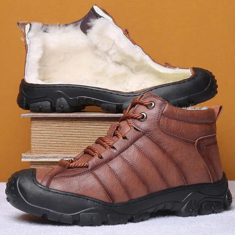 Winter Boots - Waterproof Fur Lined Leather Boots for Men