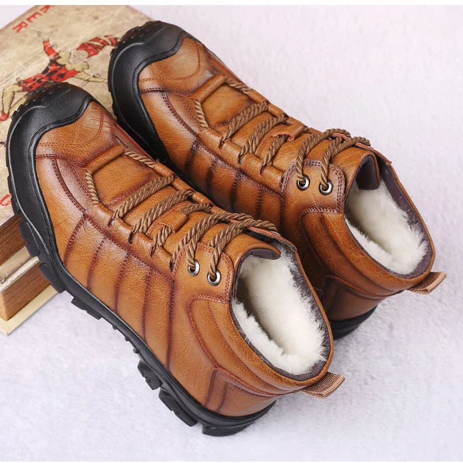 Winter Boots - Waterproof Fur Lined Leather Boots for Men