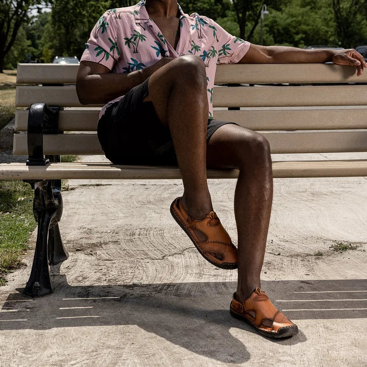 Men Hand Stitching Leather Sandals