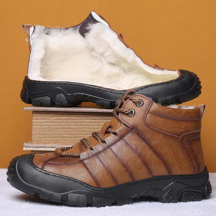 Winter Boots - Waterproof Fur Lined Leather Boots for Men