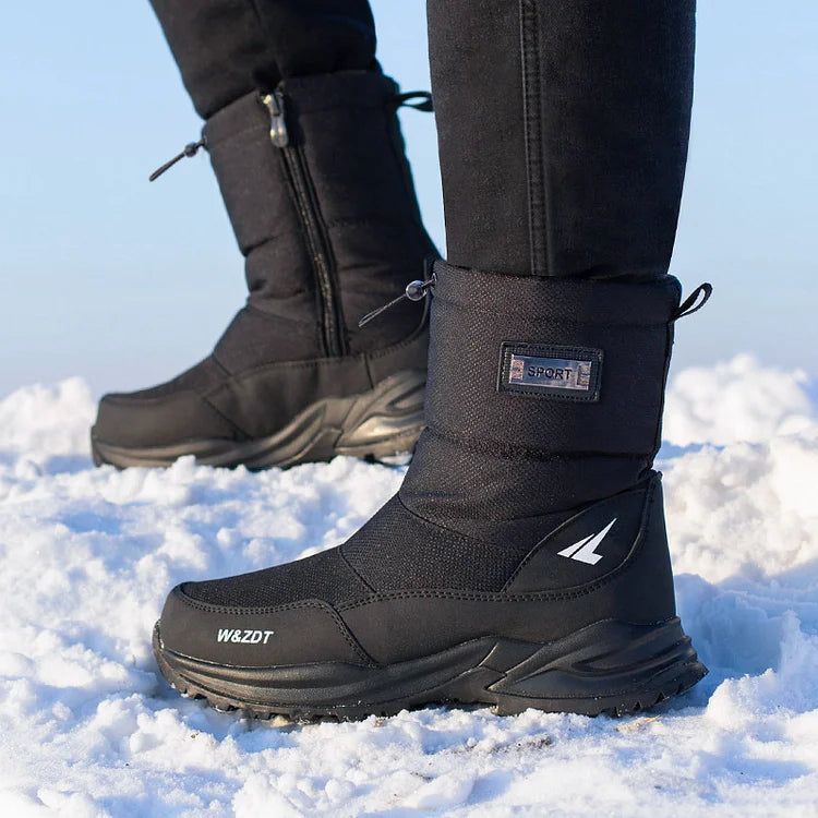 Men's winter outdoor thickened warm waterproof anti-slip high-top snow boots