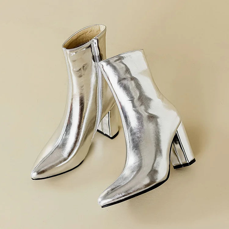 Women's Gold Metallic Ankle Boots
