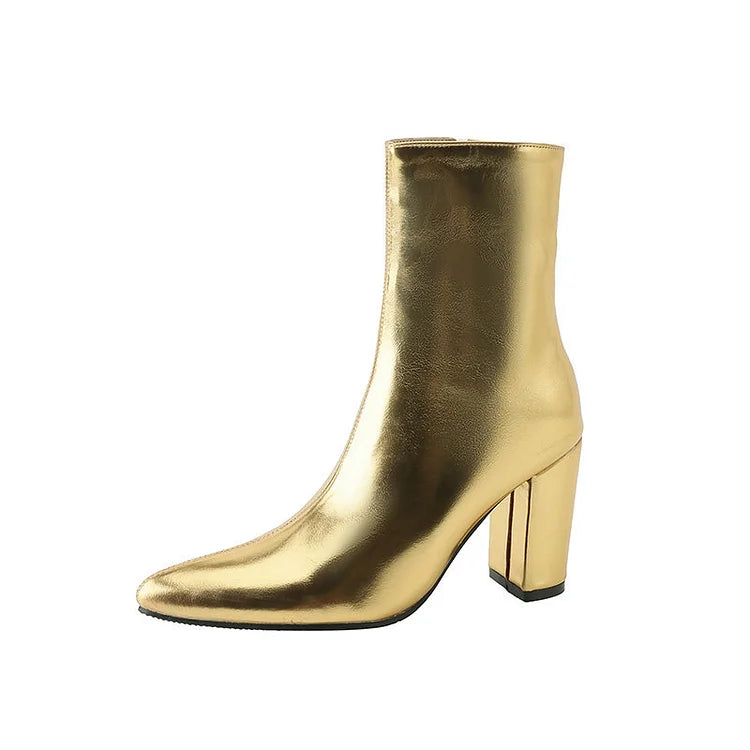 Women's Gold Metallic Ankle Boots