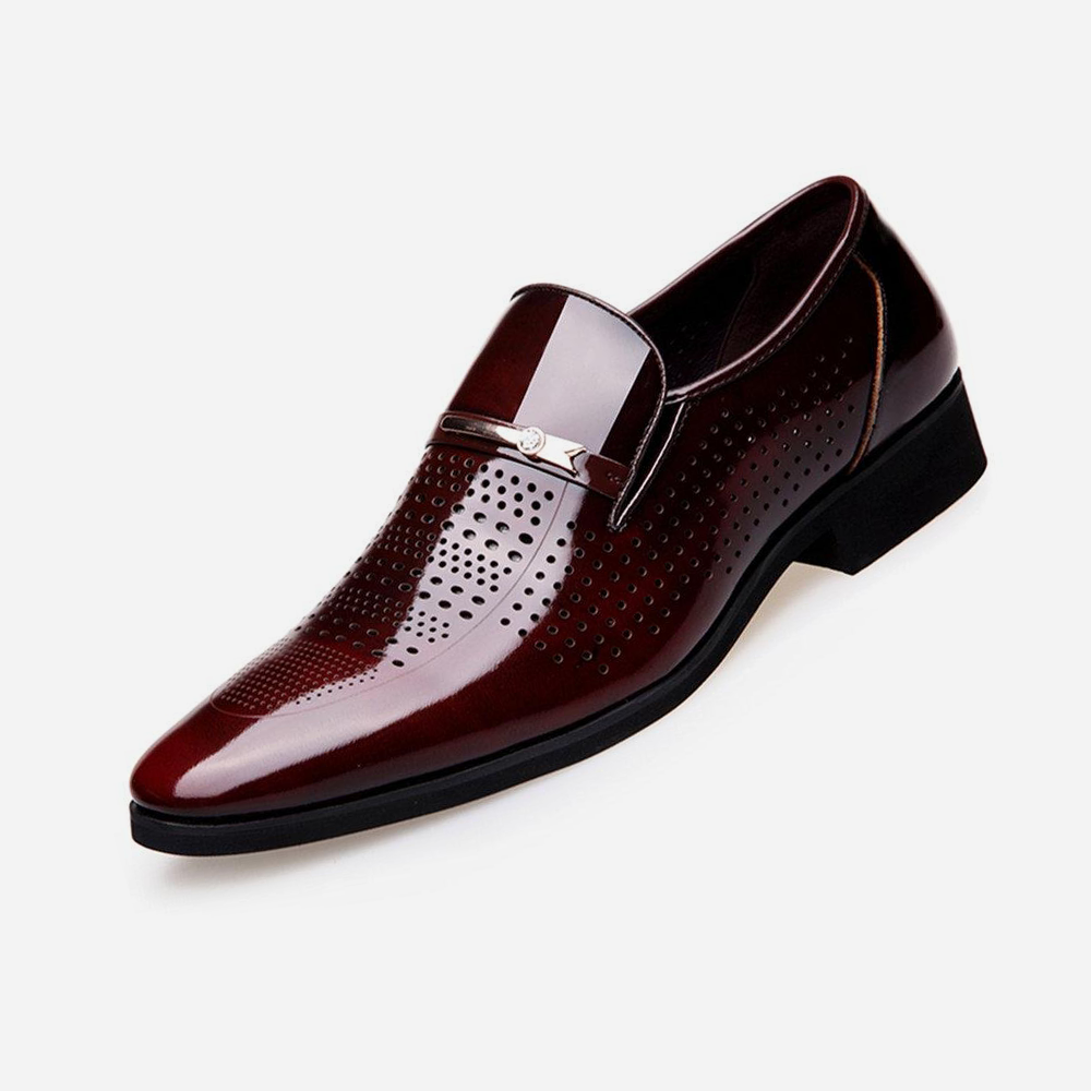 Men Microfiber Leather Hole Breathable Casual Formal Dress Shoes
