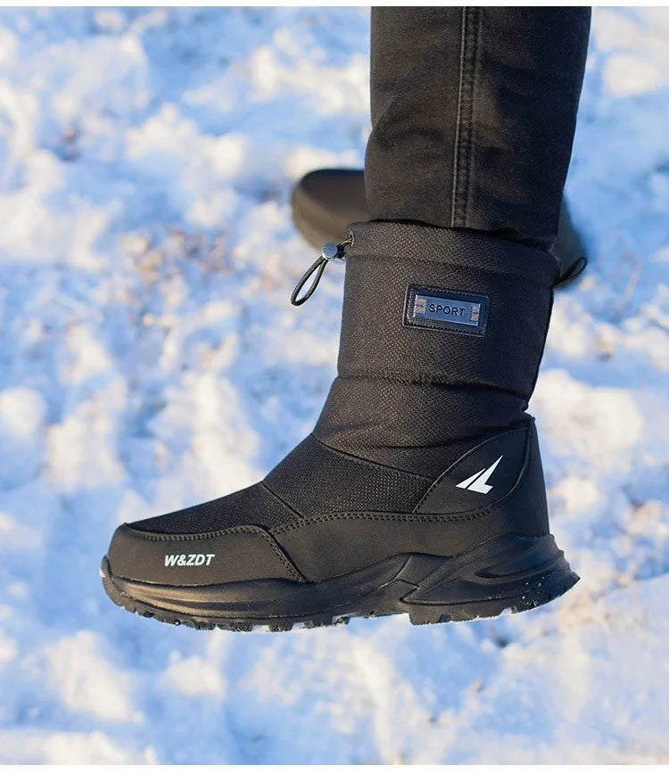 Men's winter outdoor thickened warm waterproof anti-slip high-top snow boots