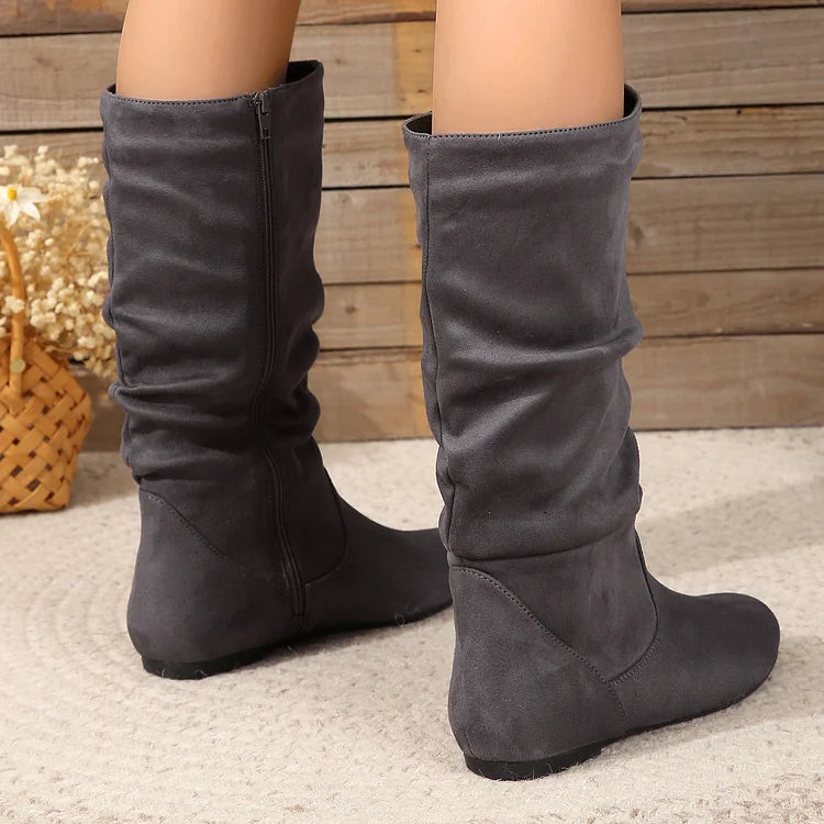 Women's Western Boots Side Zip Mid Calf Boots