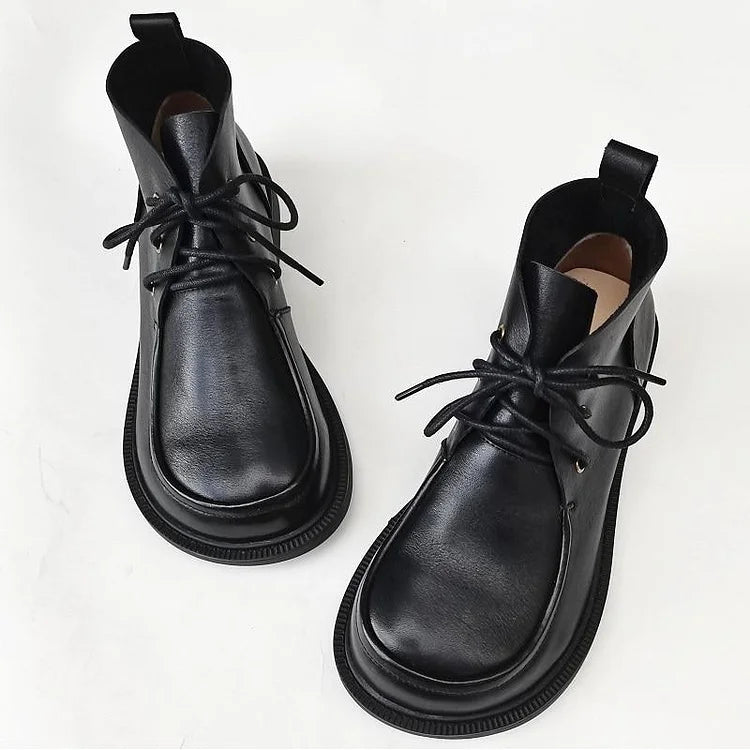 Women's Round toe Lace up Ankle Boots Shoes