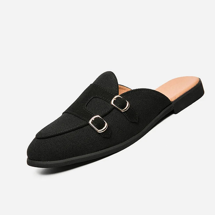 Men Modern Mules With Buckles In a Two-Colour Look