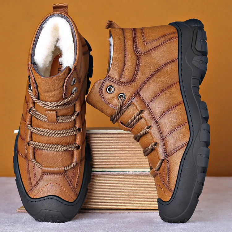 Winter Boots - Waterproof Fur Lined Leather Boots for Men