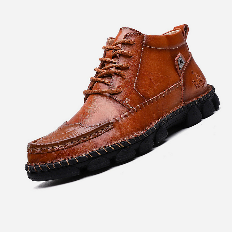 Men Leather Ankle Boots Round Toe Casual Orthopedic Shoes
