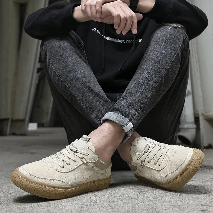 Men Casual Suede Sneakers With Textured Sole