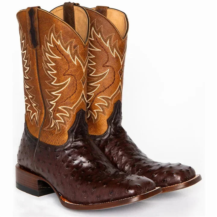 Men's Retro Exotic Square Toe Western Cowboy Boots