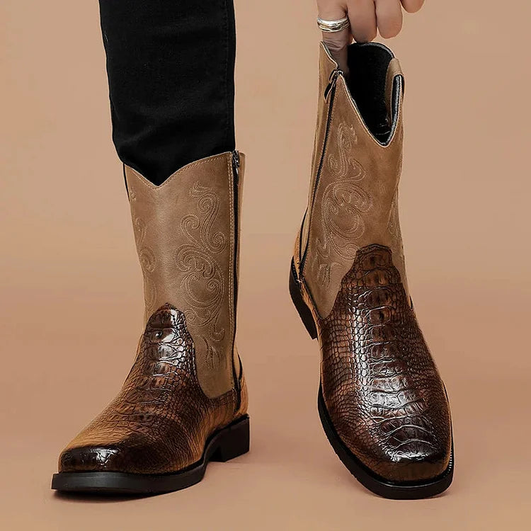 Vintage Snakeskin Cowboy Boots For Men