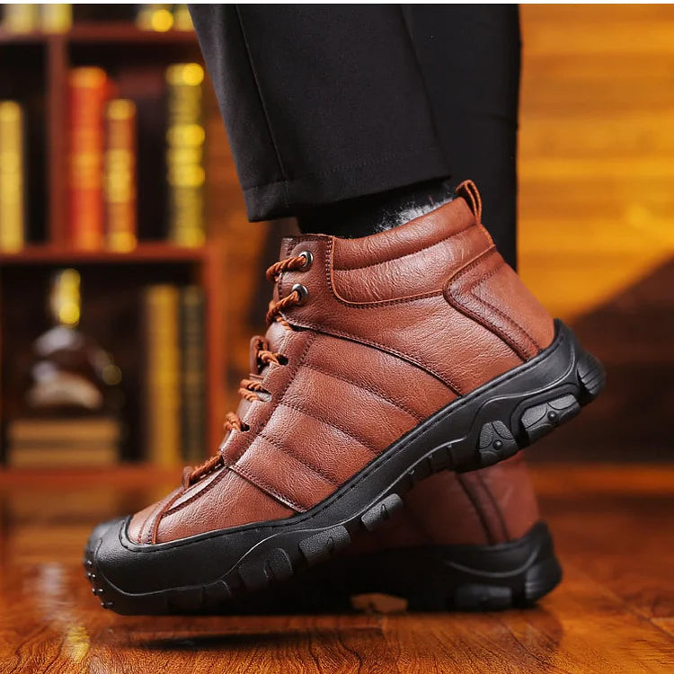 Winter Boots - Waterproof Fur Lined Leather Boots for Men
