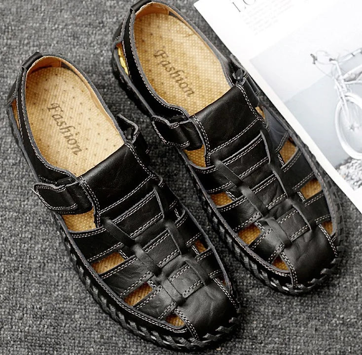 Men's Outdoor Daily Hand-sewn Soft Leather Casual Sandals