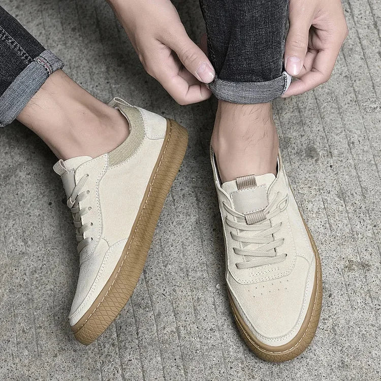 Men Casual Suede Sneakers With Textured Sole