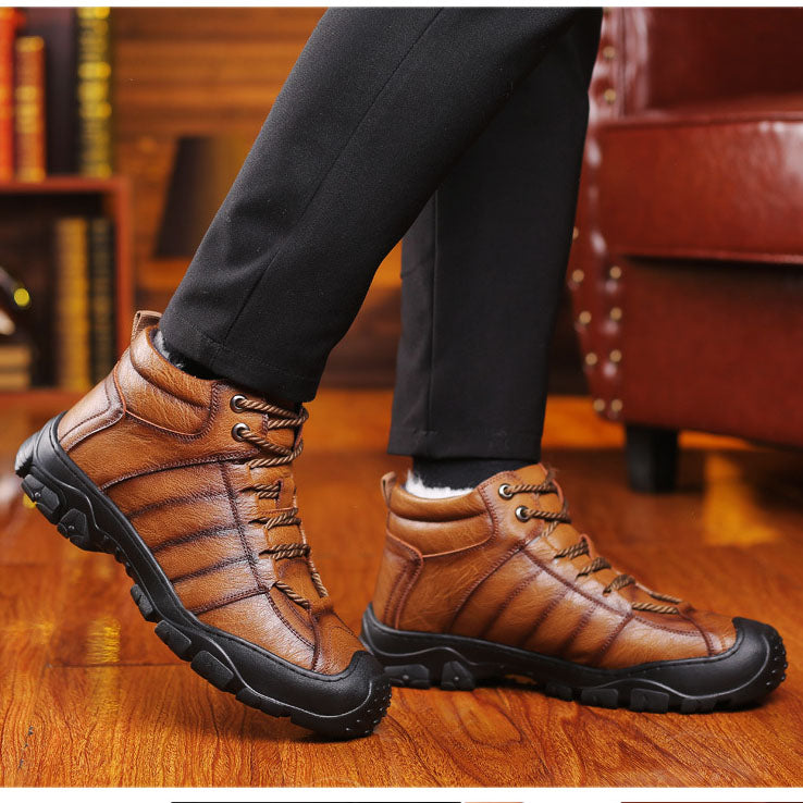 Winter Boots - Waterproof Fur Lined Leather Boots for Men