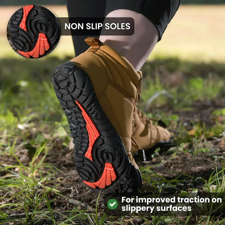 Non-slip & Waterproof Winter Barefoot Hike Footwear - Brown